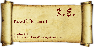 Kozák Emil névjegykártya